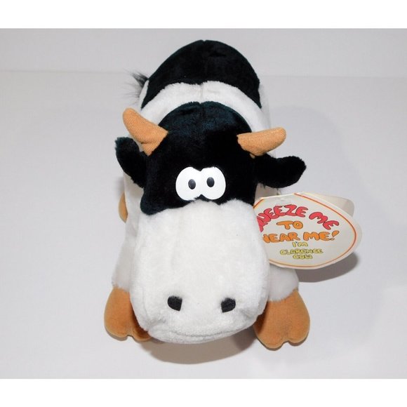 VTG 1987 Squeez-Ems Clarence The Cow 12" Plush With Sound Squeeze Me To Hear Me - Picture 3 of 8